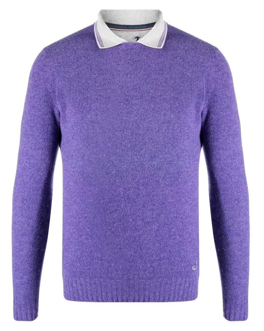 Jacob Cohen Blue Polo-Collar Cotton Sweatshirt for men
