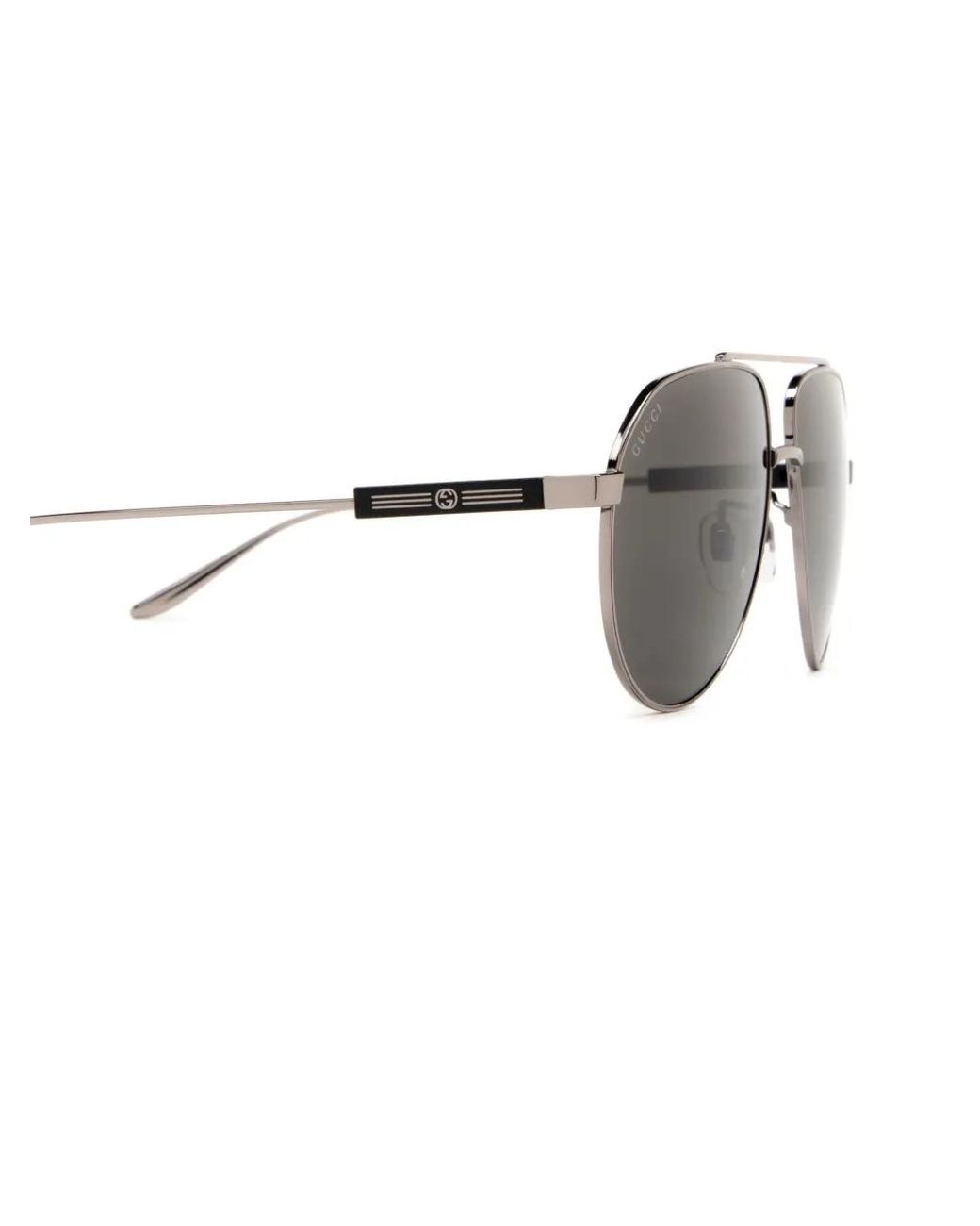 Gucci Gray Interlocking G Pilot-Frame Sunglasses