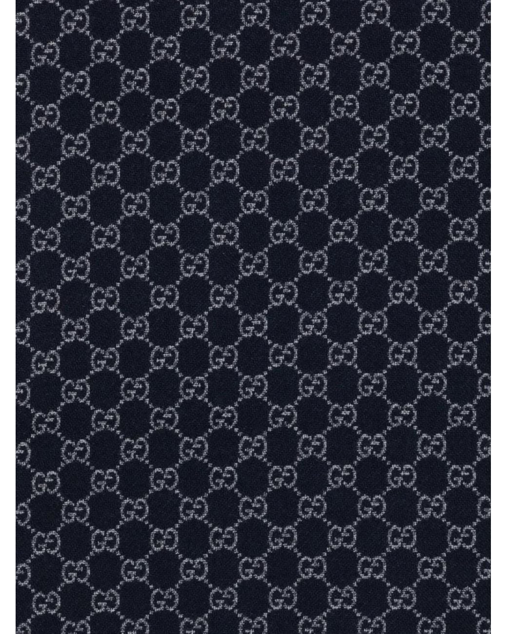 Gucci Blue All-Over Pattern Wool Scarf for men