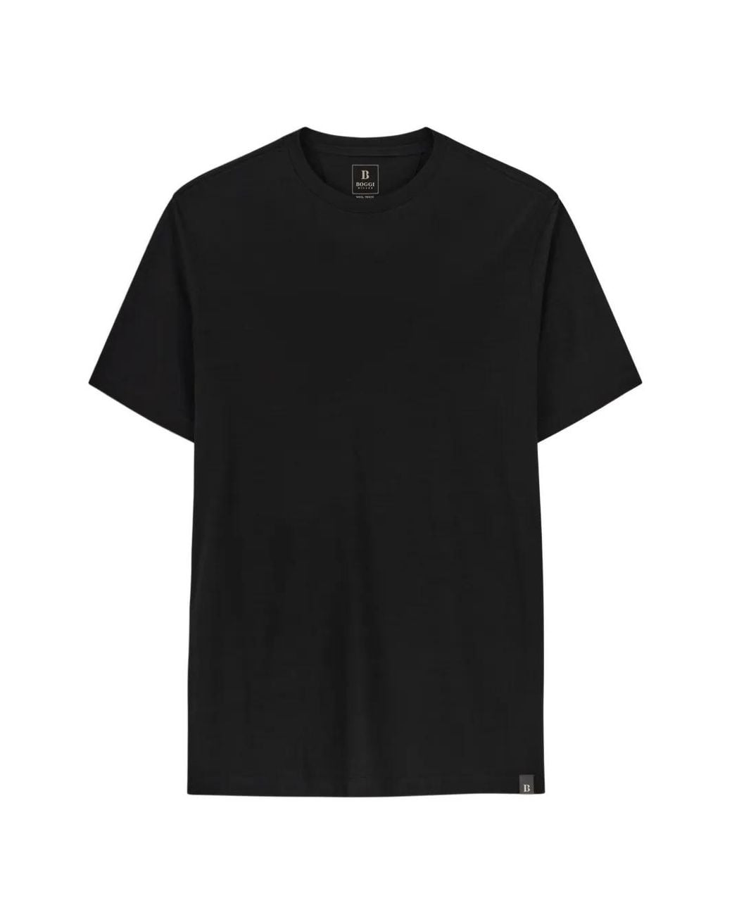 Boggi Black T-Shirt Jersey Cotton Tencel Blend for men