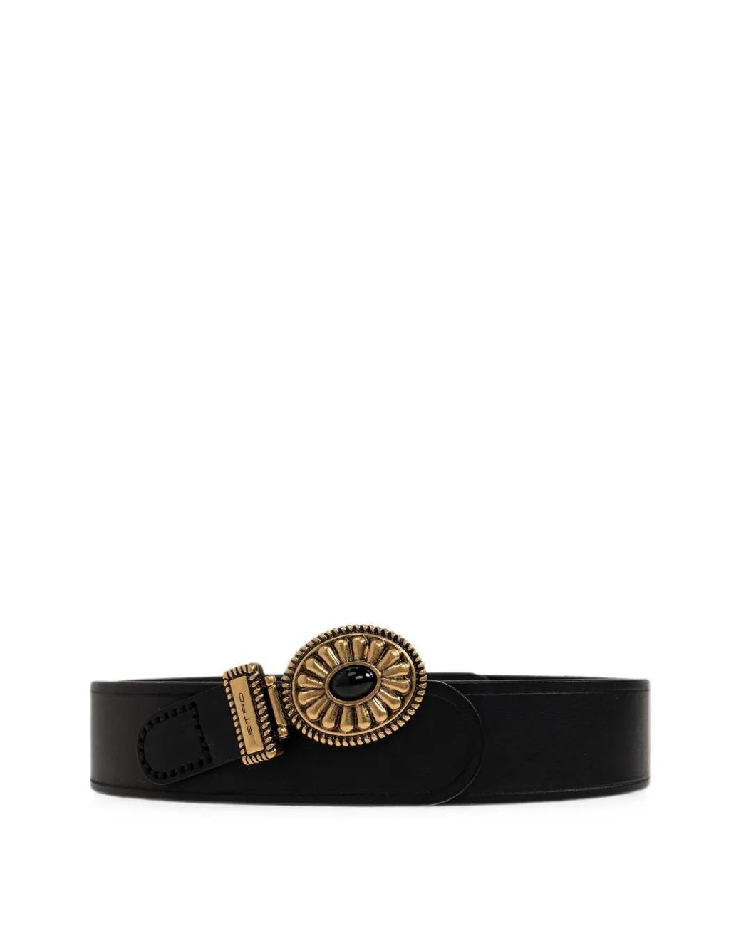 Etro White Embellished-Buckle Leather Belt