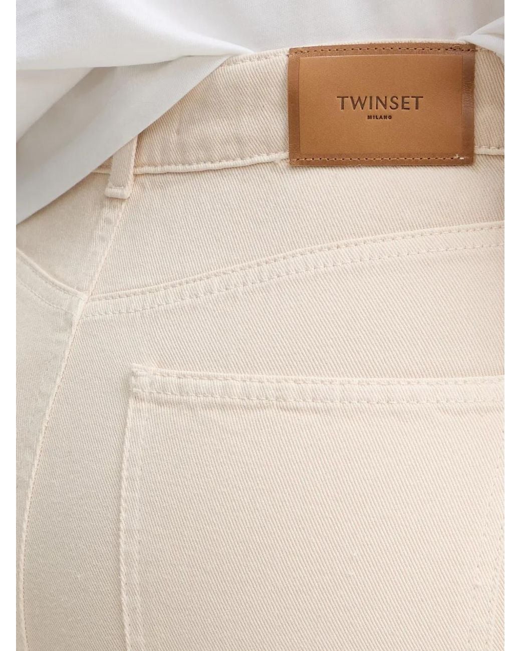 Twinset White Eyelet-Embellished Slit-Hem Jeans