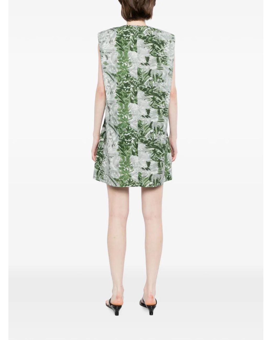 JNBY Green Han-Paint-Printed Floral Dress