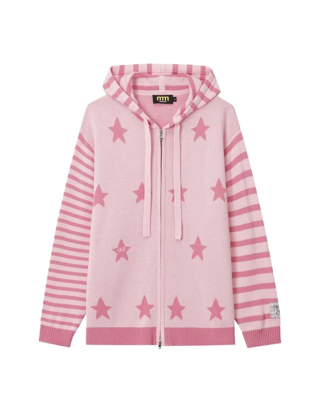 Mini Cream Pink Star-Intarsia Striped Cardigan
