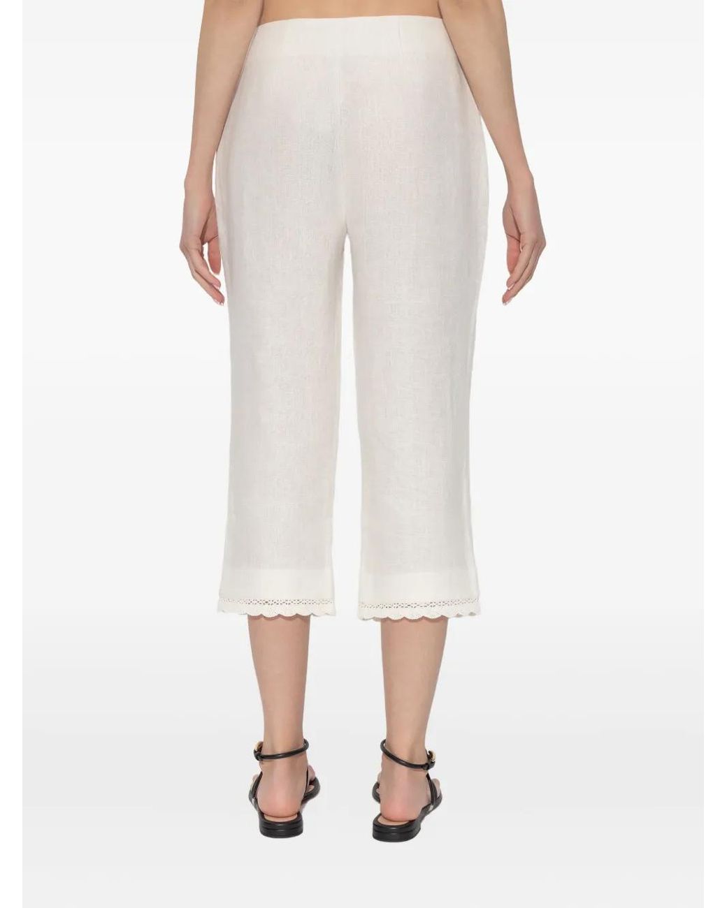 Posse White Effi Lace-Trim Trousers