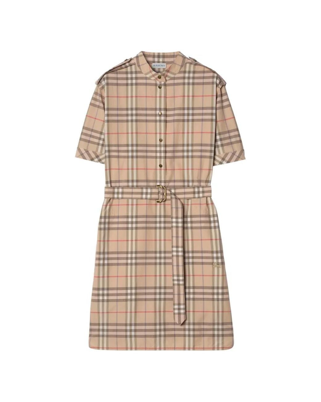 Burberry Natural Check-Pattern Shirt Midi Dress