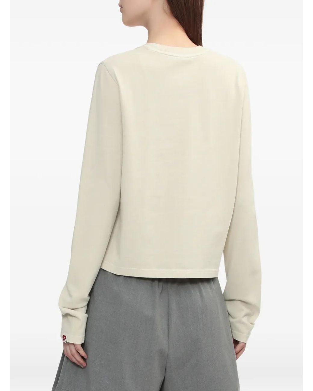A Bathing Ape White Heart-Patch Long-Sleeve Top