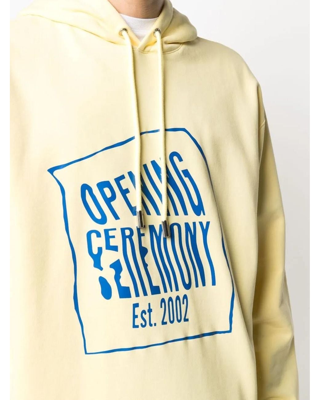 Opening Ceremony Blue Warped Logo-Print Cotton Hoodie for men