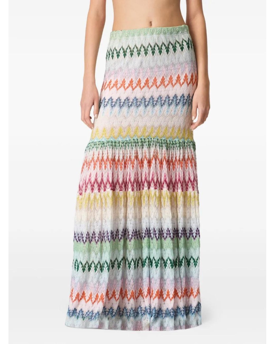 Missoni White Chevron-Pattern Maxi Skirt