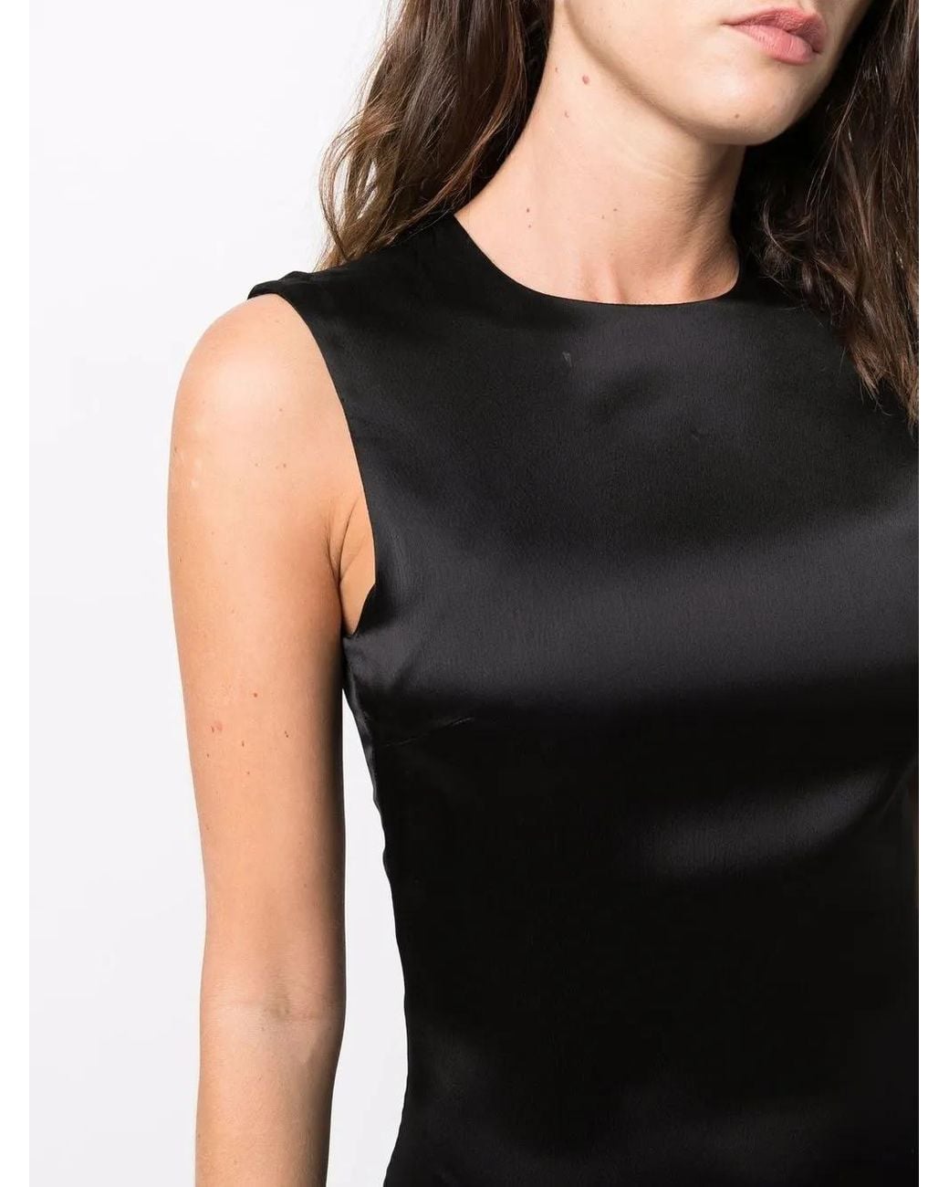 AMI Black Sleek Sleeveless Maxi Dress With Flowing Silhouette