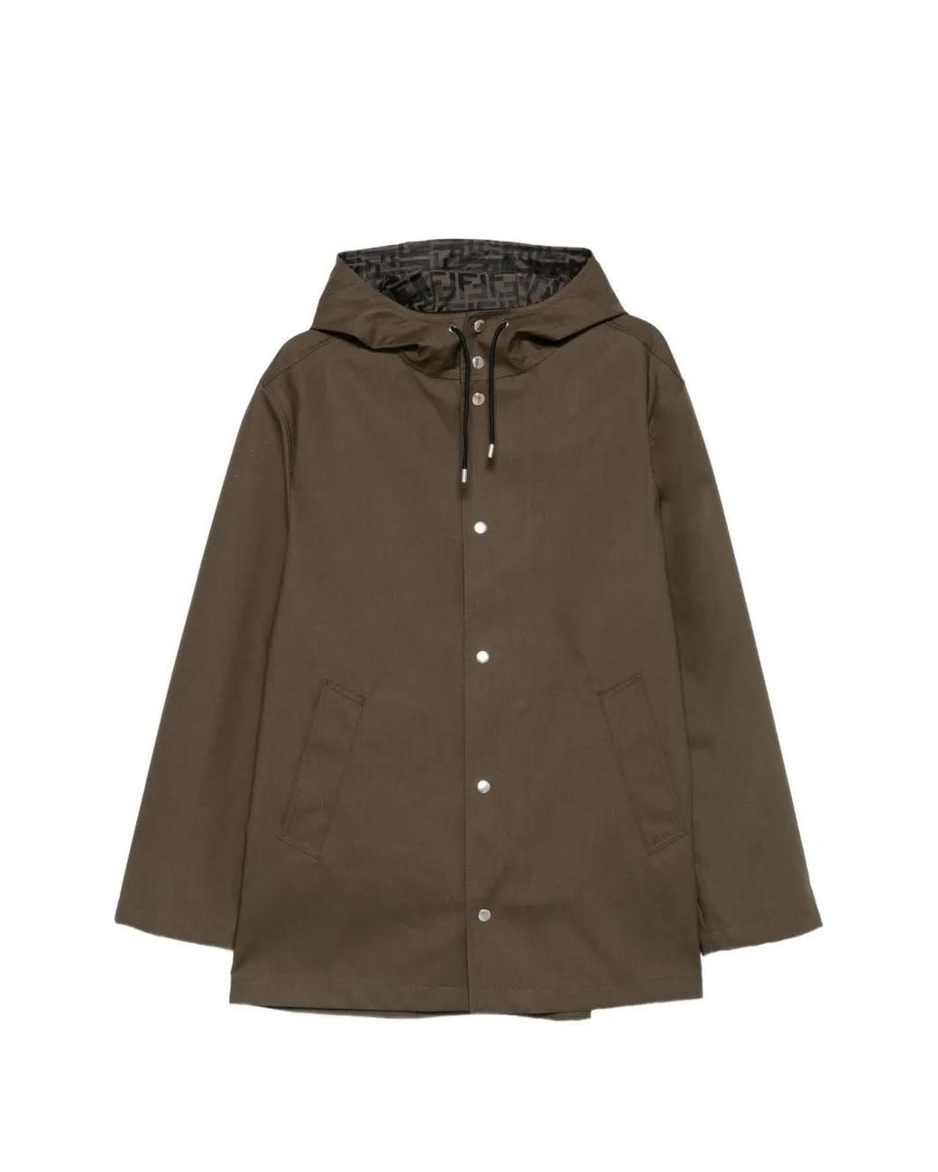 Fendi Brown Ff-Monogram-Print Hooded Parka for men