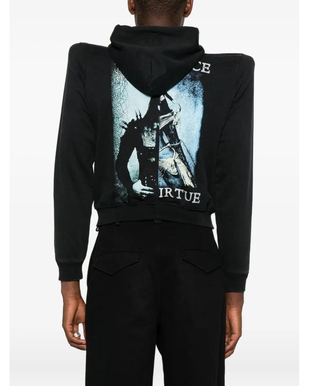 Vetements Black " Cof Cut Up Extreme Shoulder Fitted Zip Up Hoodie" Das ist das erste Mal, dass ich das jemals gesehen habe.