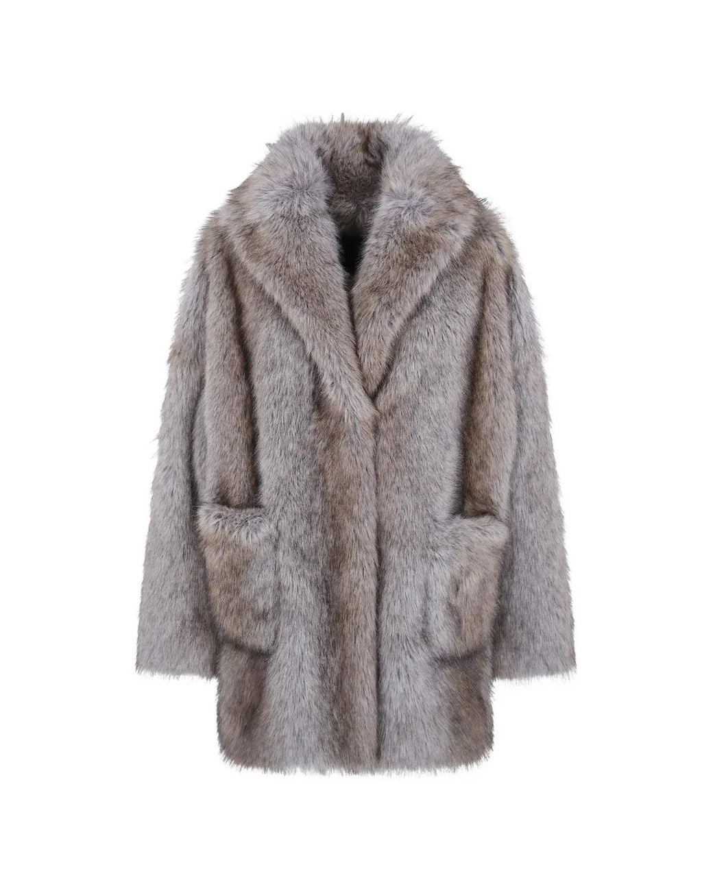 BB COUTURE Gray Brigitte Faux-Fur Coat