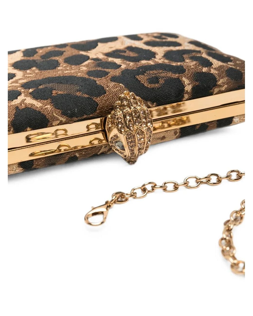 Kurt Geiger Metallic Pochette Crystal Kensington À Imprimé Léopard