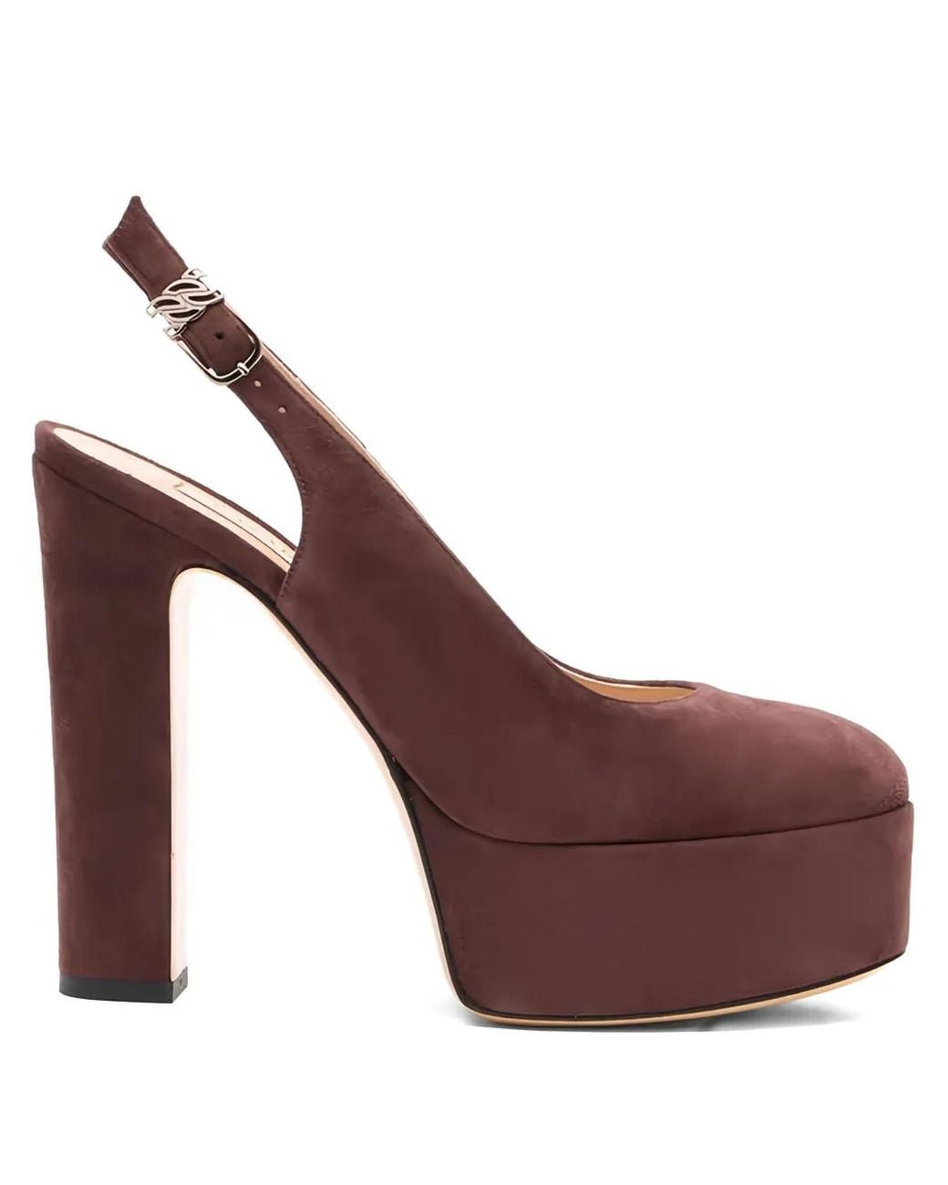 Casadei Brown 130Mm Patty Platform Slingback Pumps