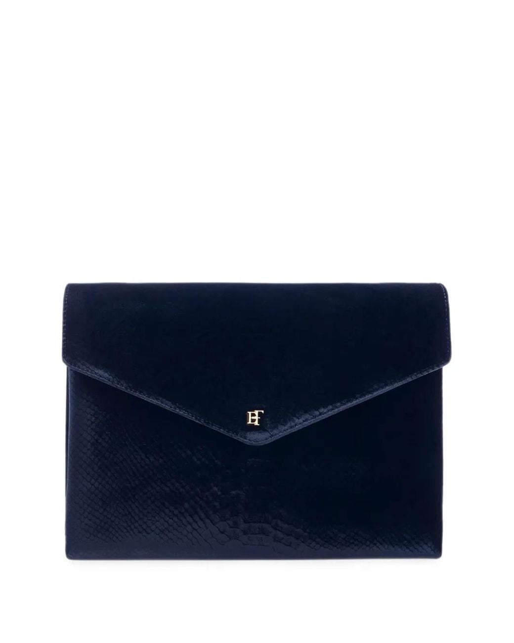 Elisabetta Franchi Blue Over-The-Shoulder Bag Made From Velvet With A Crocodile Print Texture