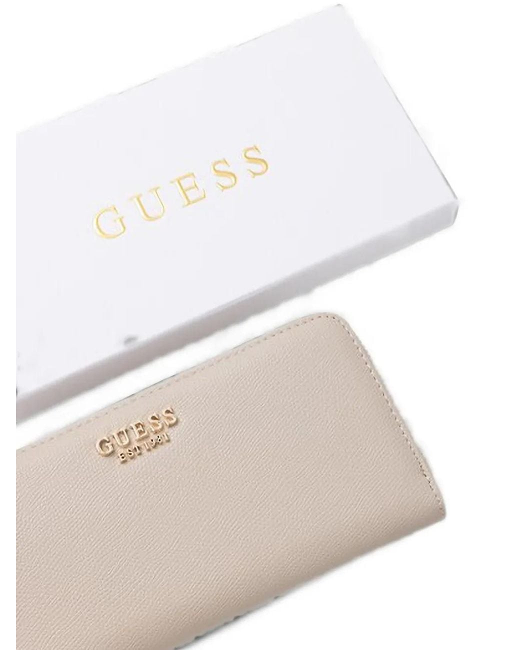 Guess Natural Amorette Logo-Plaque Zip-Around Wallet