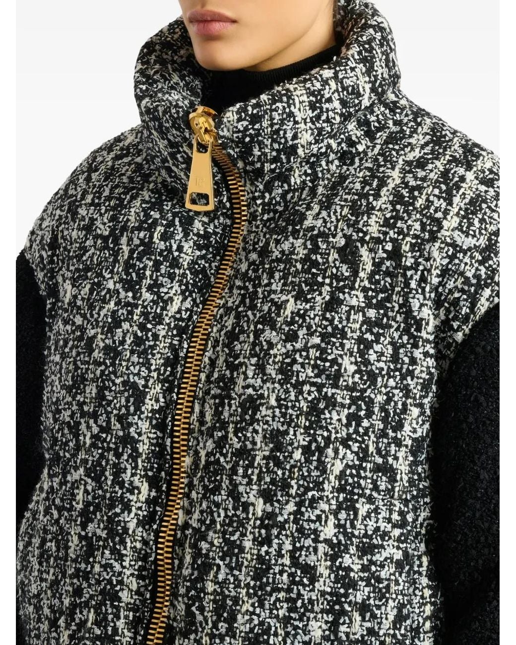 Balmain Black Padded Tweed Jacket