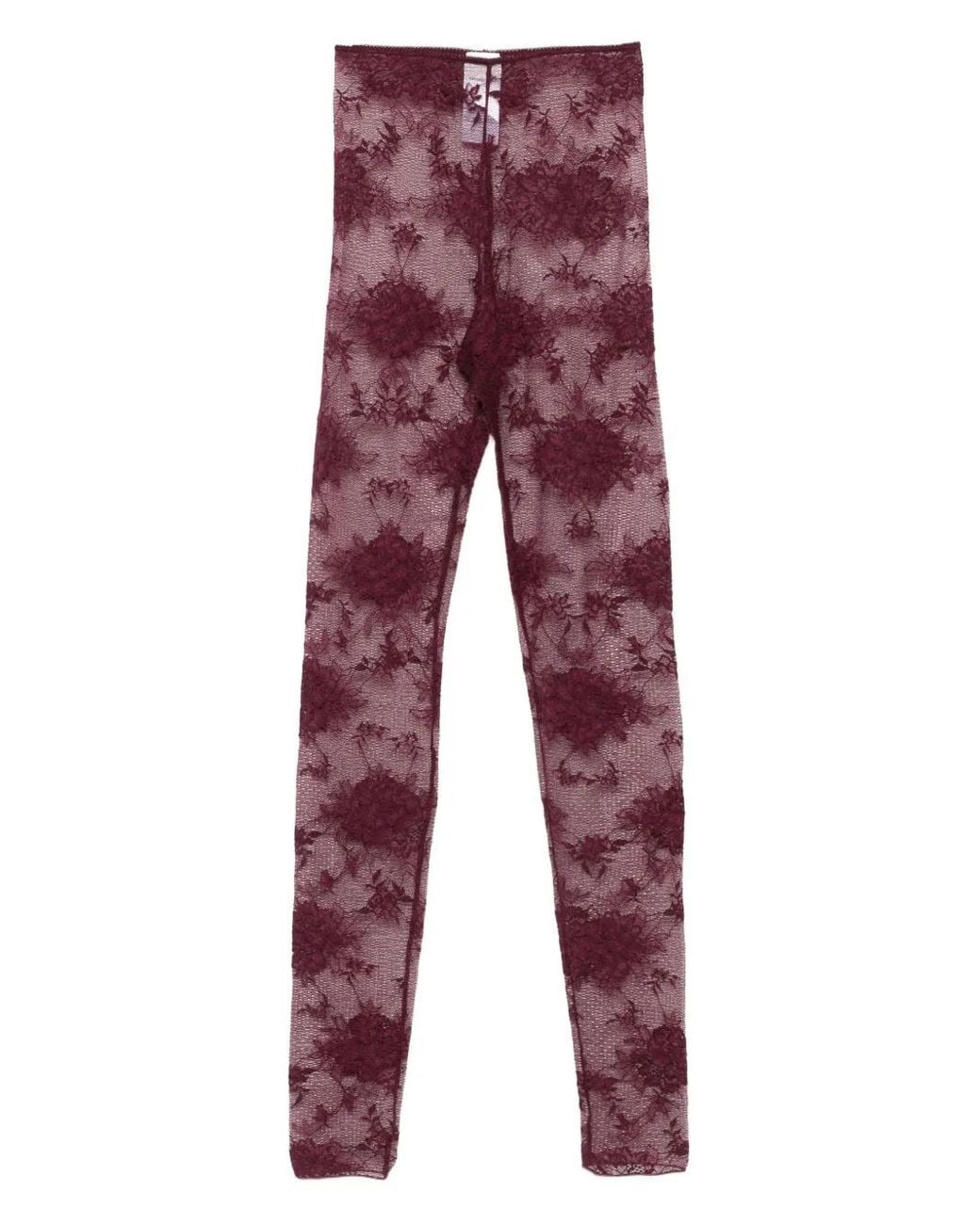 ANDAMANE Red Legging À Fleurs En Dentelle