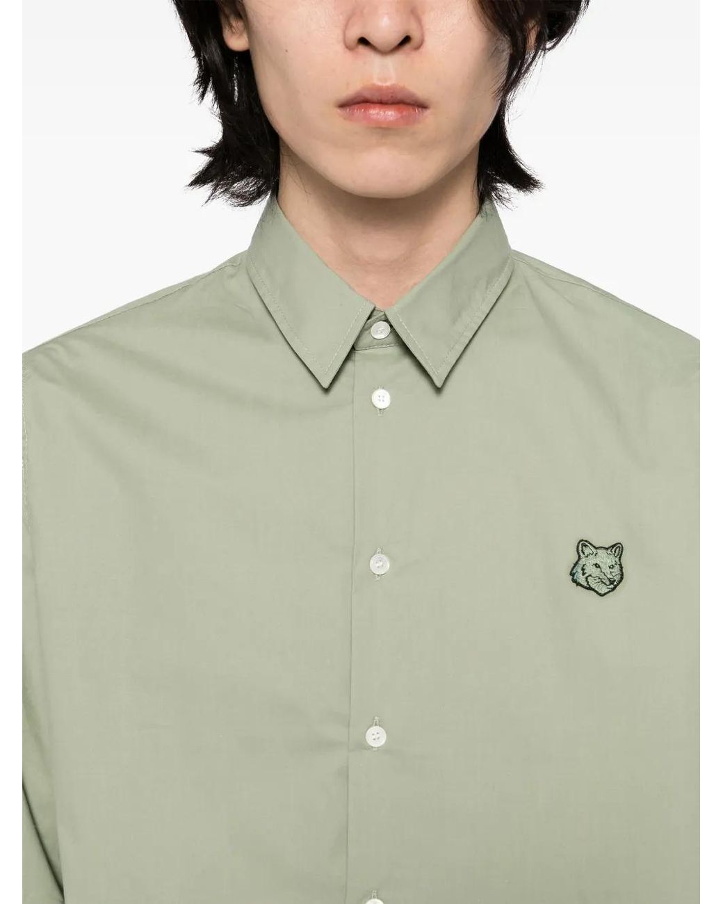 Maison Kitsuné Overhemd Met Tonal Fox Head-Patch in het Green voor heren