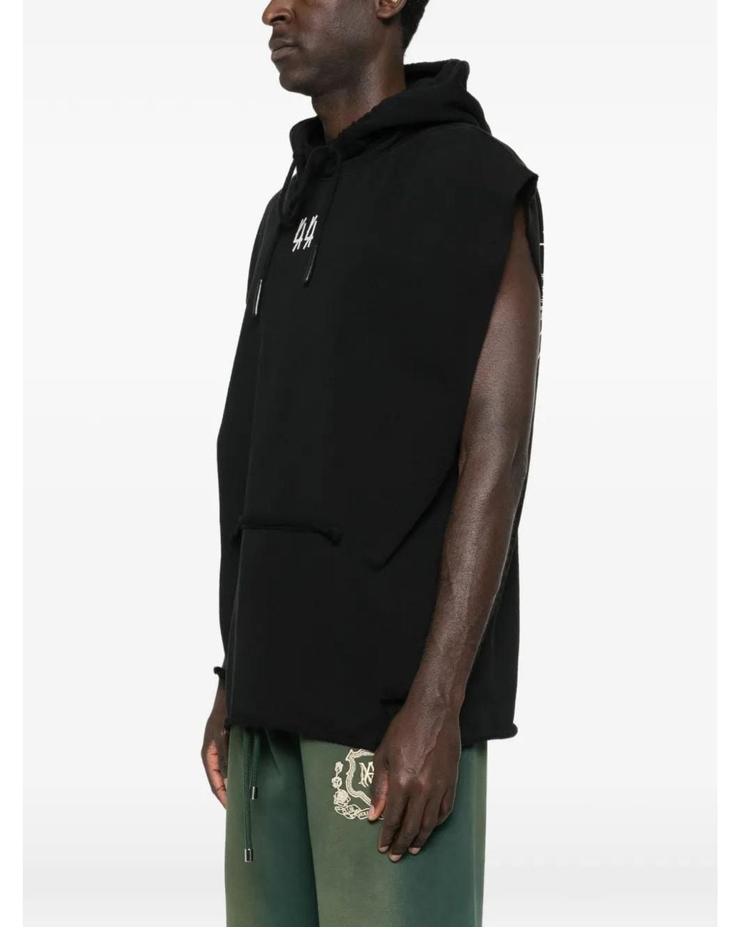 44 Label Group Black Mini Logo Hooded Sweatshirt for men