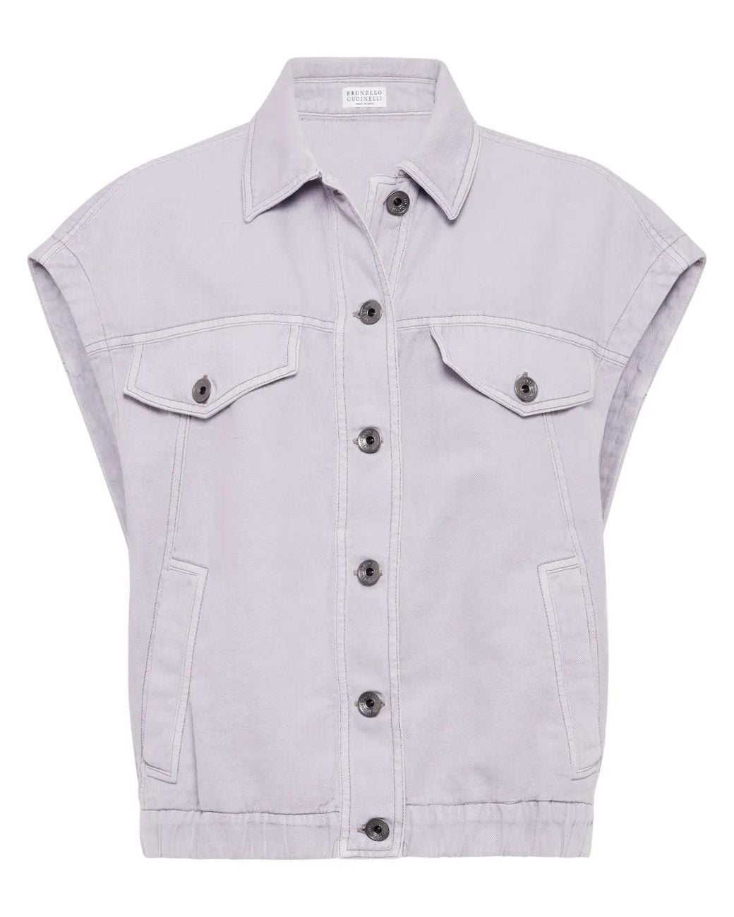 Brunello Cucinelli Purple Cotton-Linen Overshirt Vest