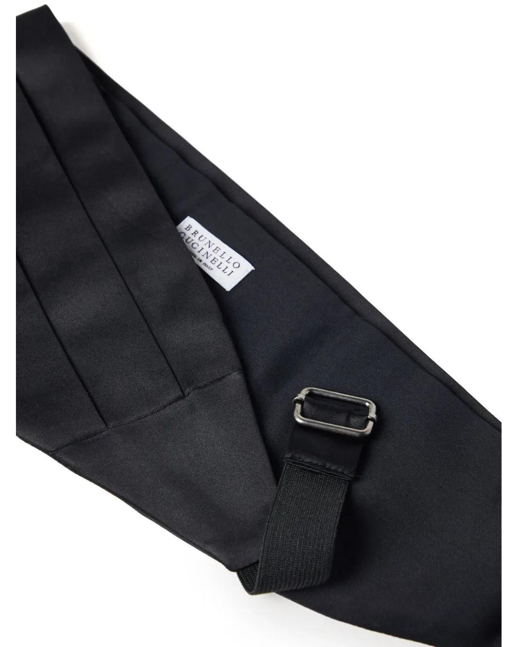 Brunello Cucinelli Black Pleated Satin Cummerbund for men