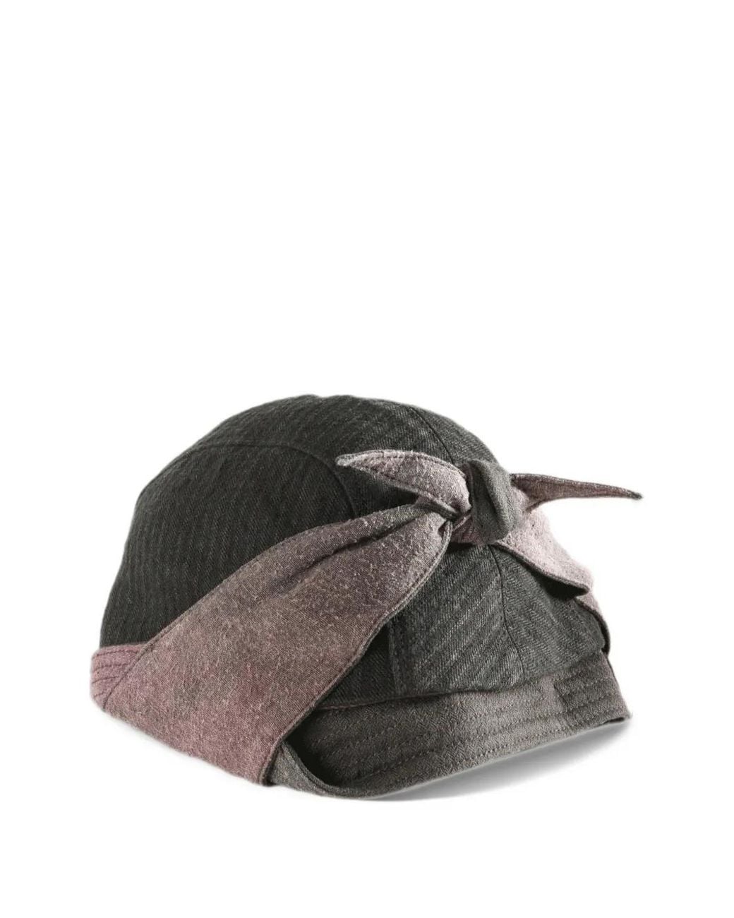Ziggy Chen Black Collaged Herringbone-Pattern Knot-Detail Hat for men