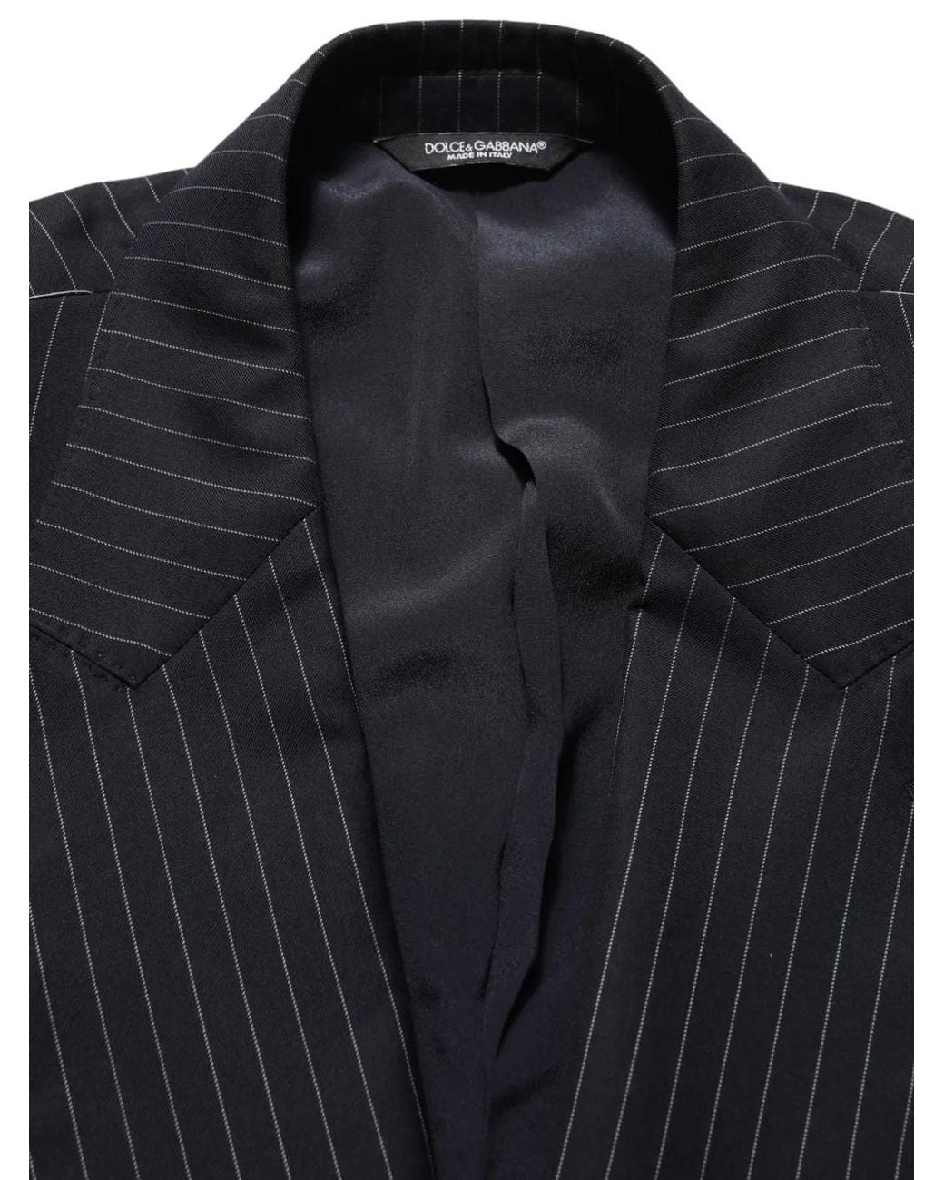 Dolce & Gabbana Black Pinstripe Double-Breasted Blazer for men