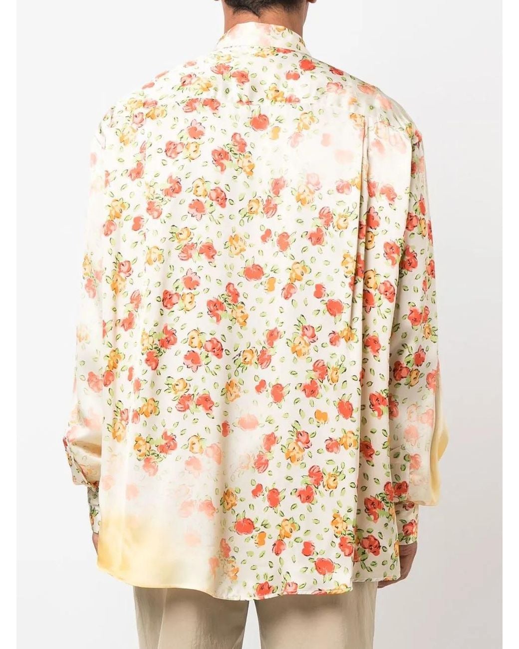 Marni Natural Floral-Print Long-Sleeve Shirt for men