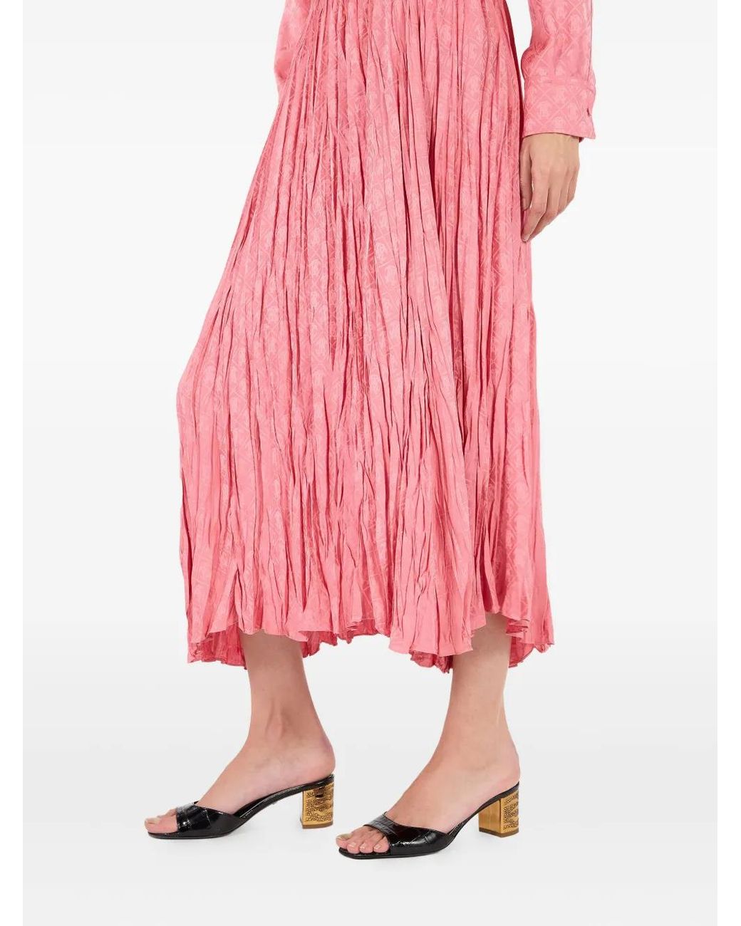 Roberto Cavalli Pink Pleated Midi Skirt