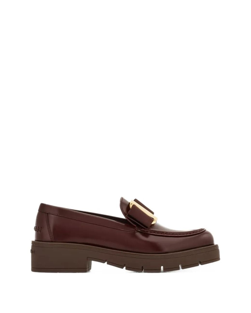 Ferragamo Brown Vara Chunky-Sole Loafers