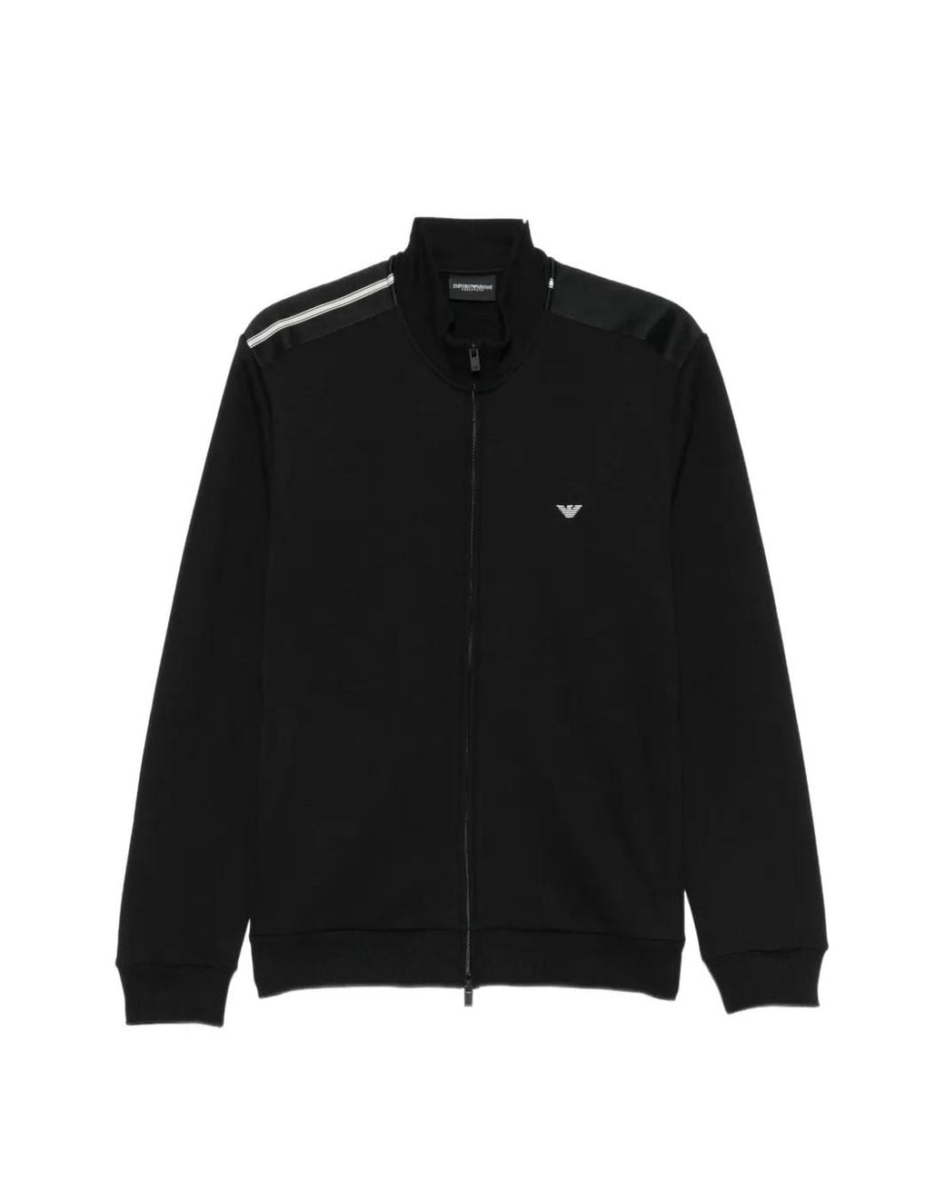 Emporio Armani Black Logo-Plaque Zip-Up Tracksuit for men