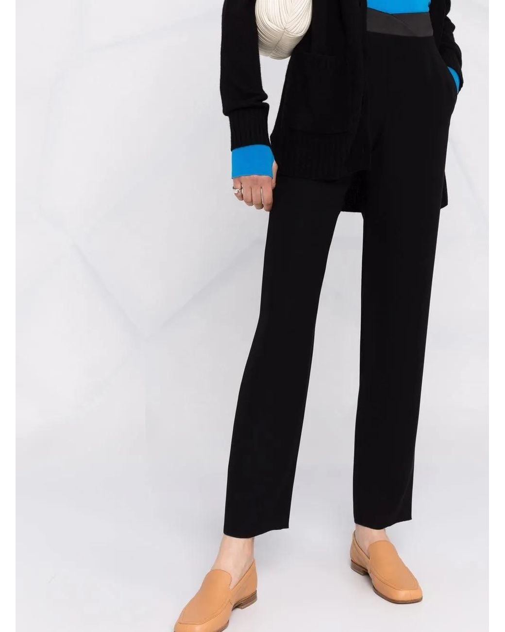 Emporio Armani Black High-Waisted Straight-Leg Trousers