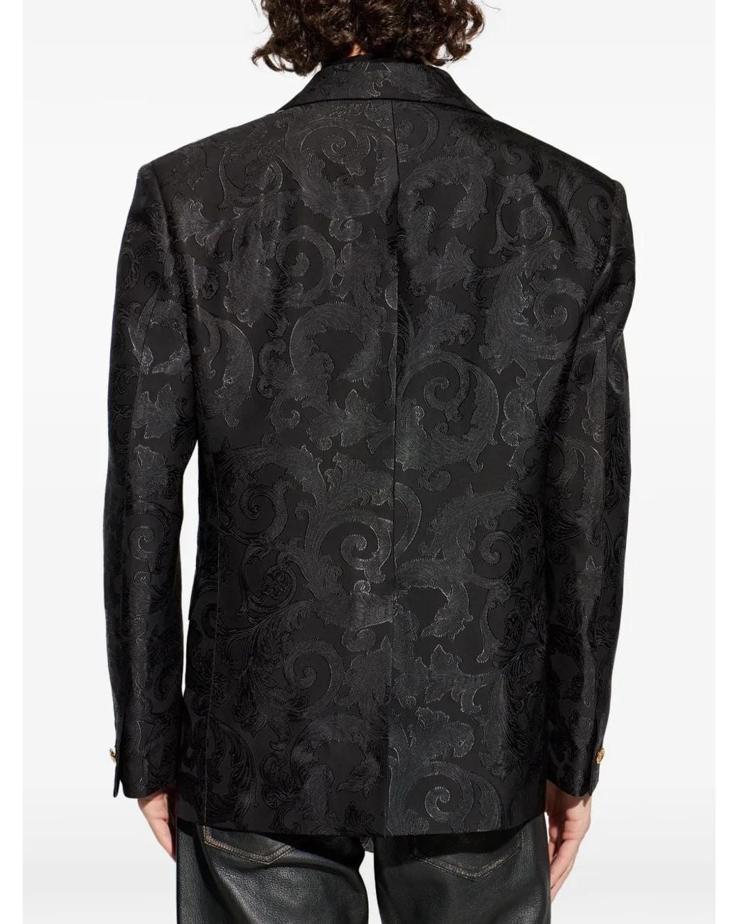 Versace Black Patterned Button Jacket for men