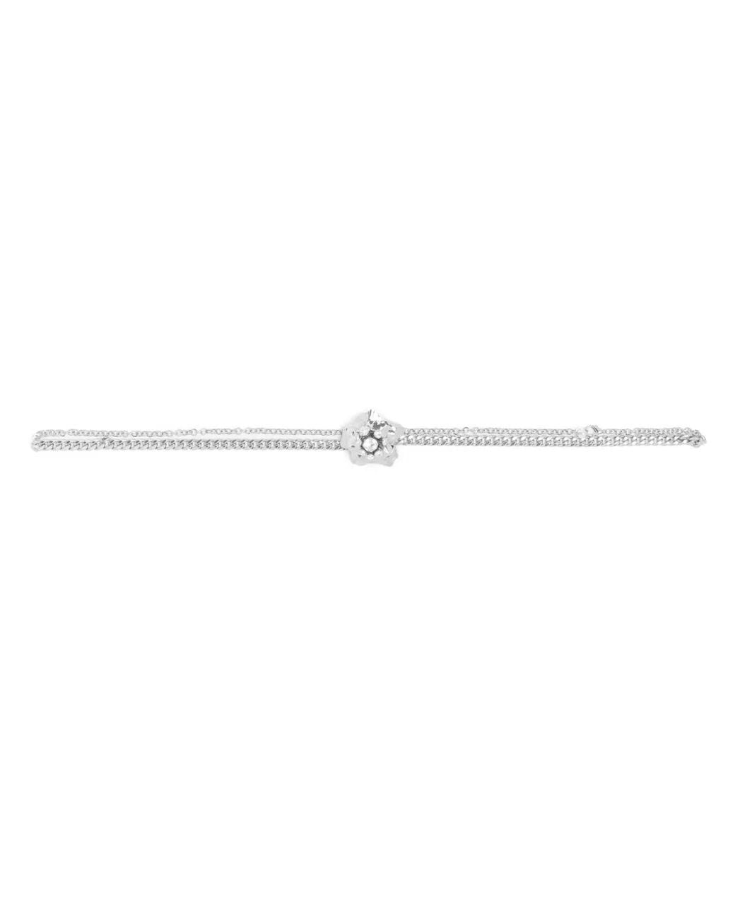 Alessandra Rich White Crystal-Embellished Chain Belt