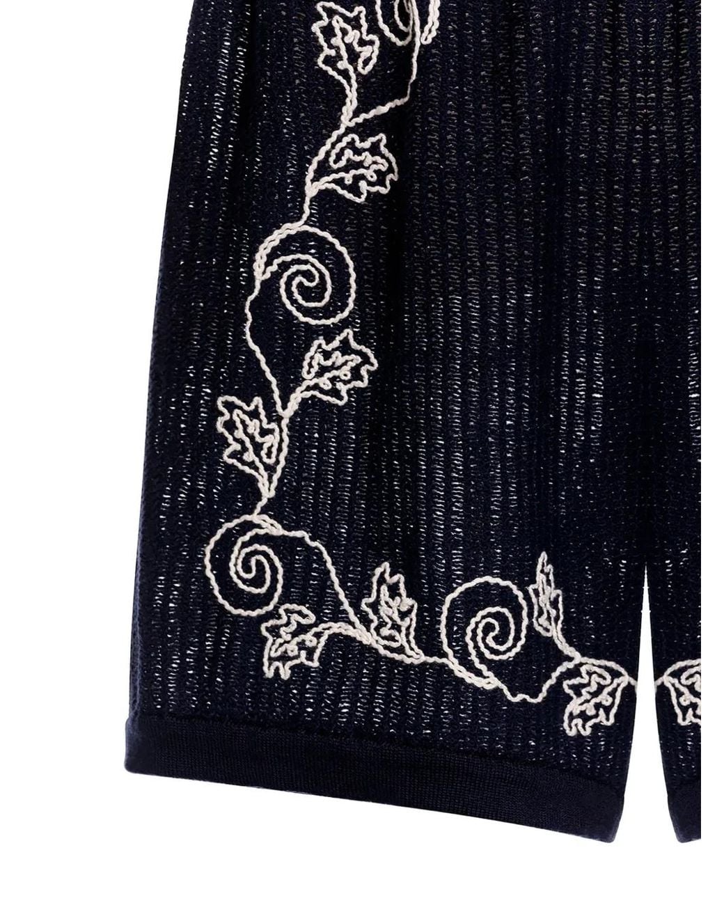 Agua Bendita Blue Maury Embroidered Ribbed Shorts for men