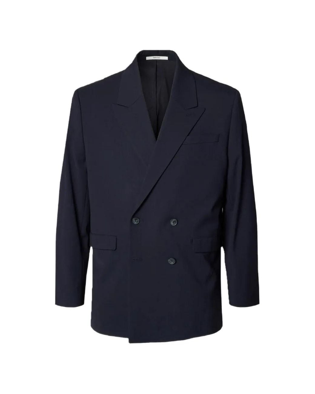 SELECTED Blue Double-Breasted Notch-Lapel Blazer for men
