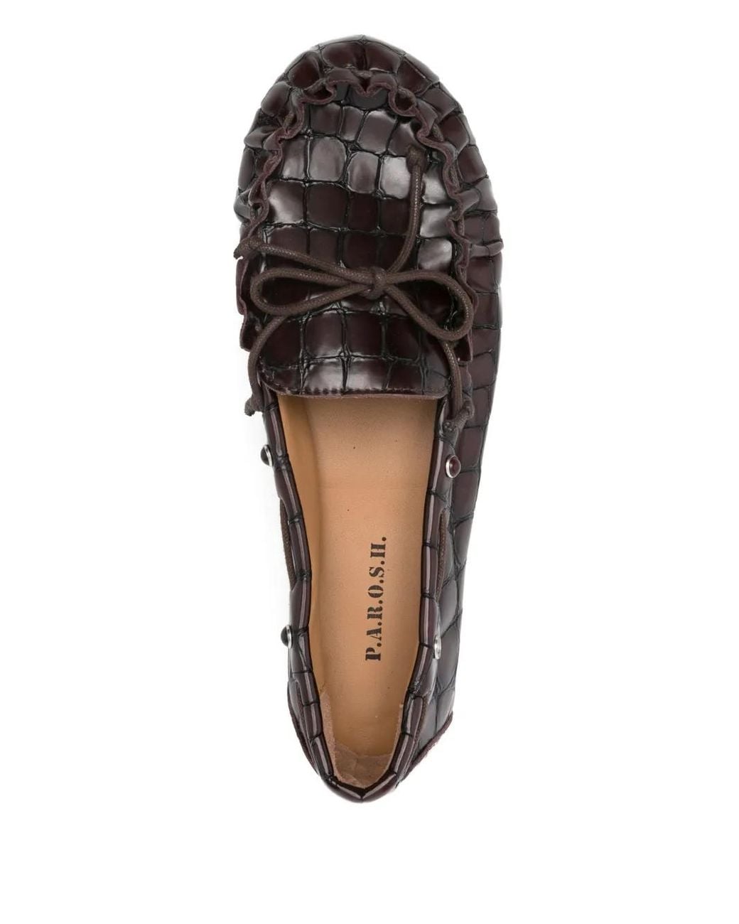 P.A.R.O.S.H. Gray Crocodile-Effect Loafers