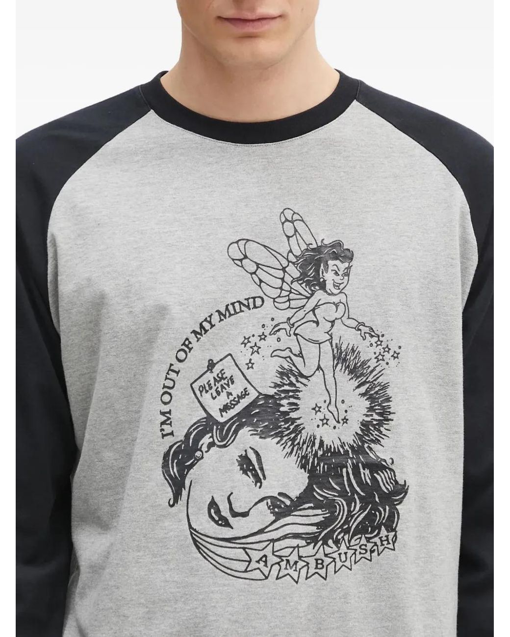 Ambush Gray Graphic-Print Raglan-Sleeve T-Shirt for men