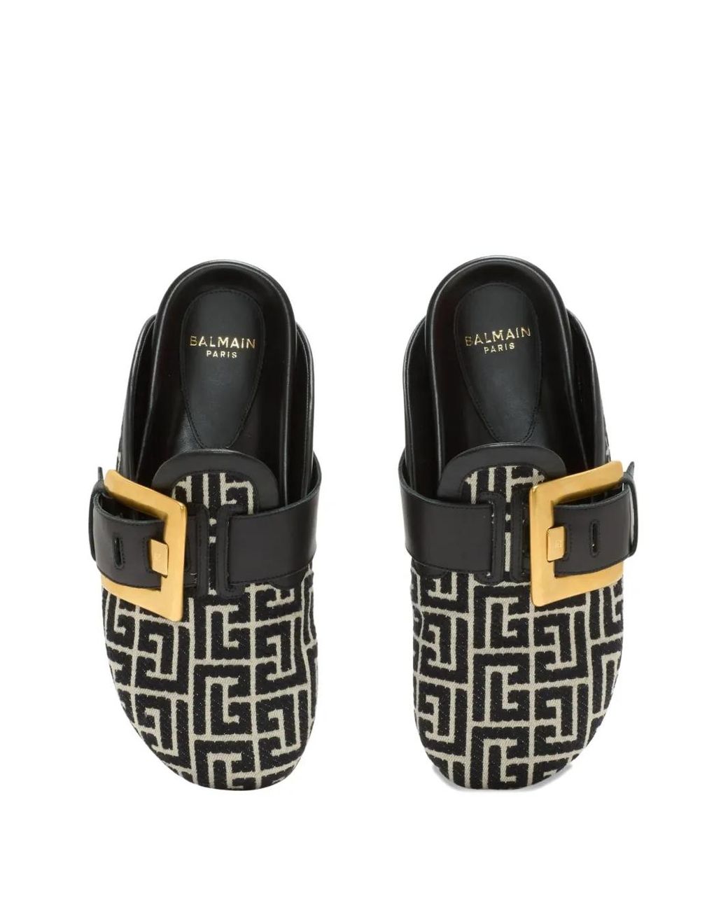 Balmain Black Anthem Monogram-Pattern Slippers