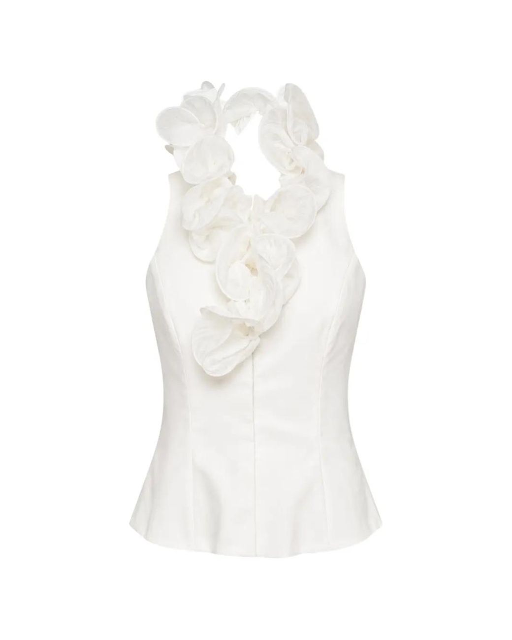 Stolen Stores White Floral-Appliqué Halterneck Top
