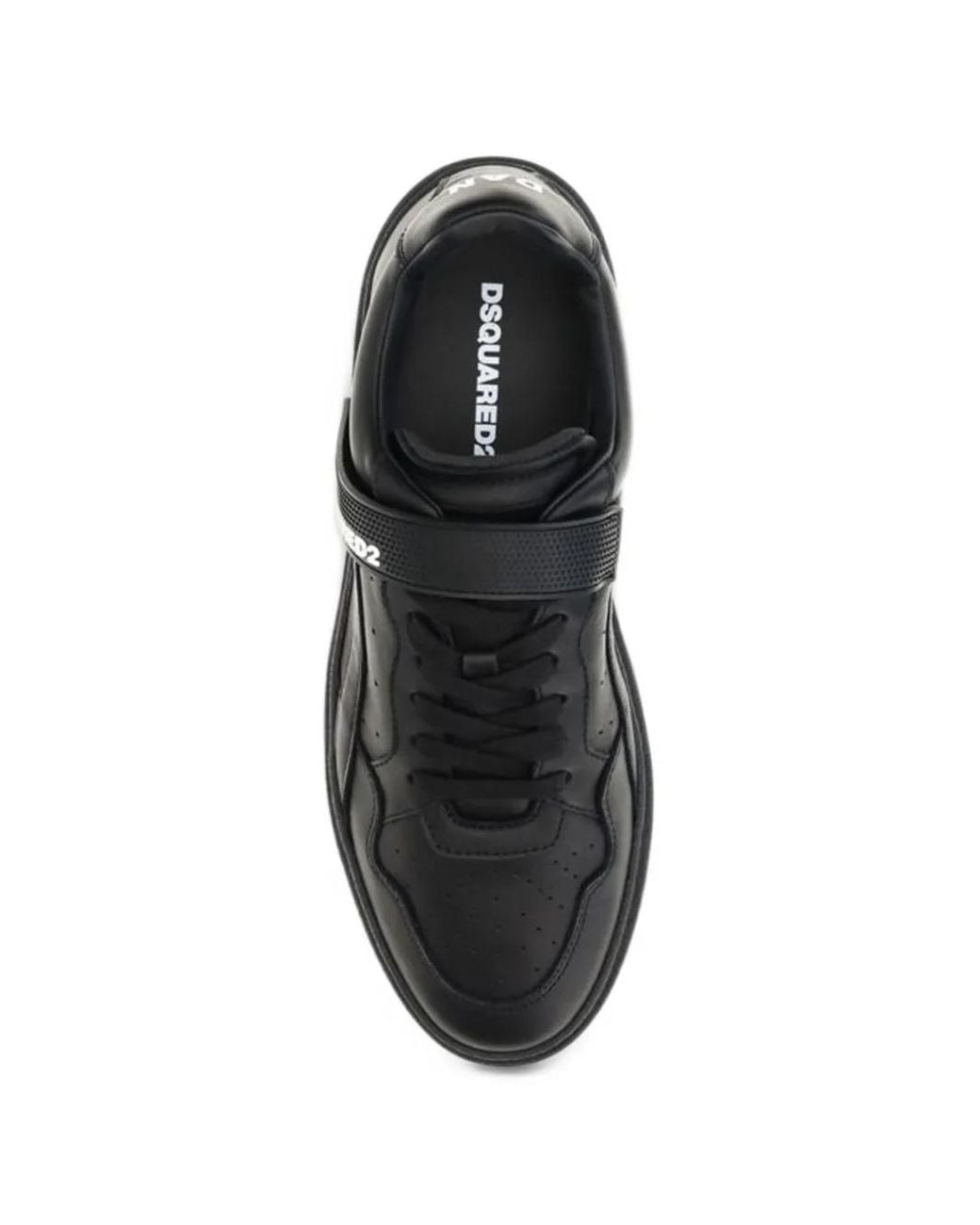 DSquared² Black Touch-Strap Leather Sneakers for men