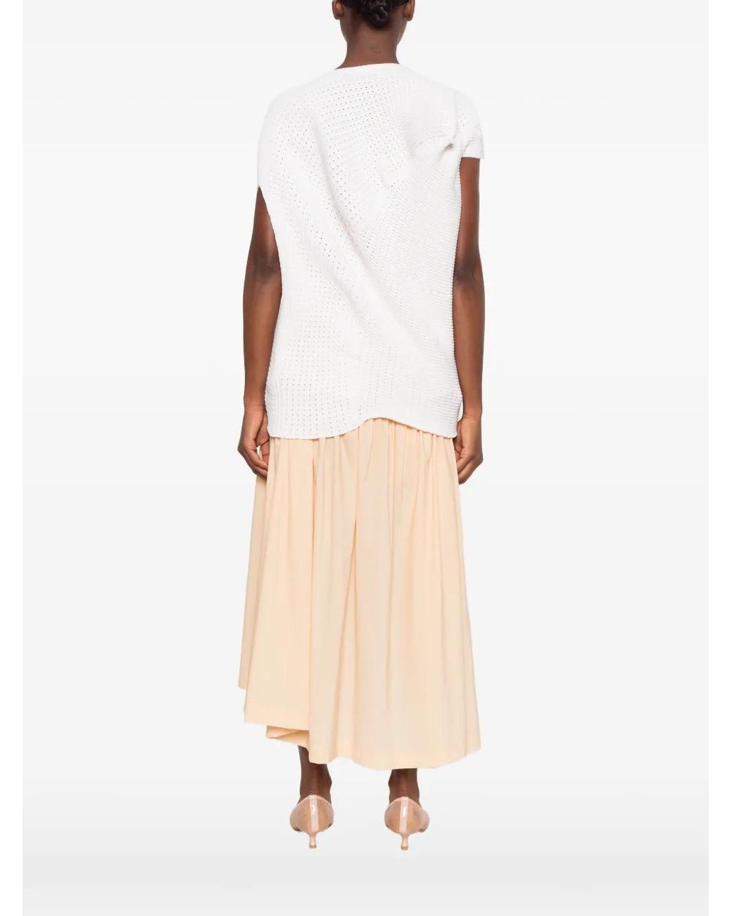 Issey Miyake White Found Stone Sculptural-Knit Top
