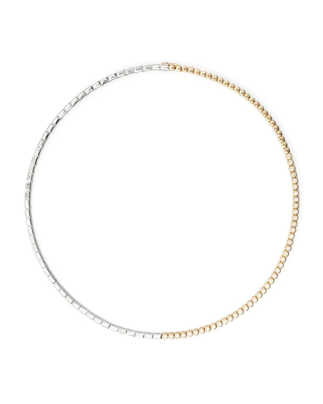 Yvonne Léon Natural Rivière Necklace With Baguette-Cut Bezels And Diamonds