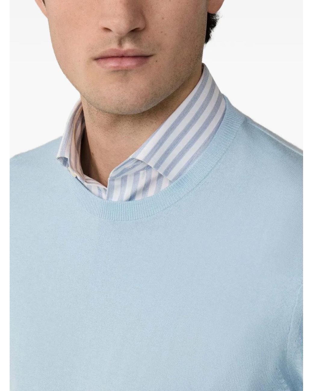 Hackett Blue Elbow-Patch Crew-Neck Sweater for men