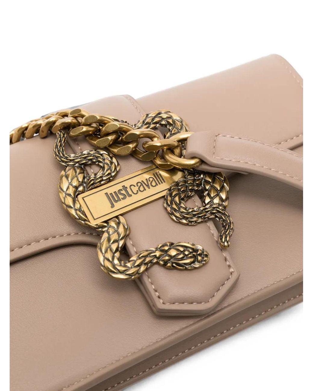 Just Cavalli Brown Snake-Detail Belt Bag