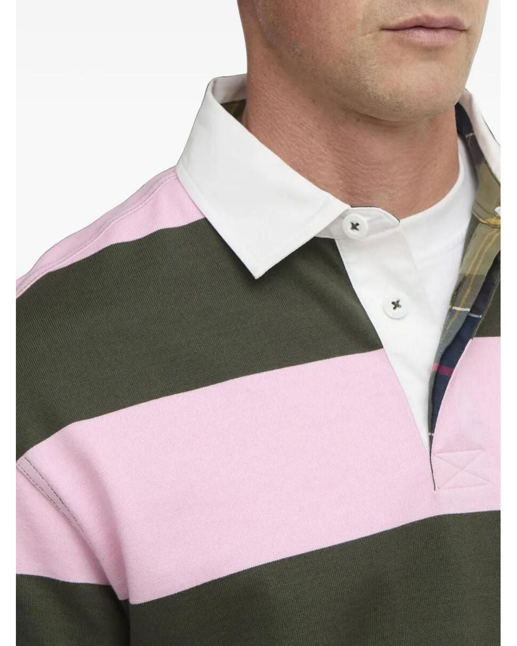 Barbour Gray Broome Striped Rugby Polo Shirt for men
