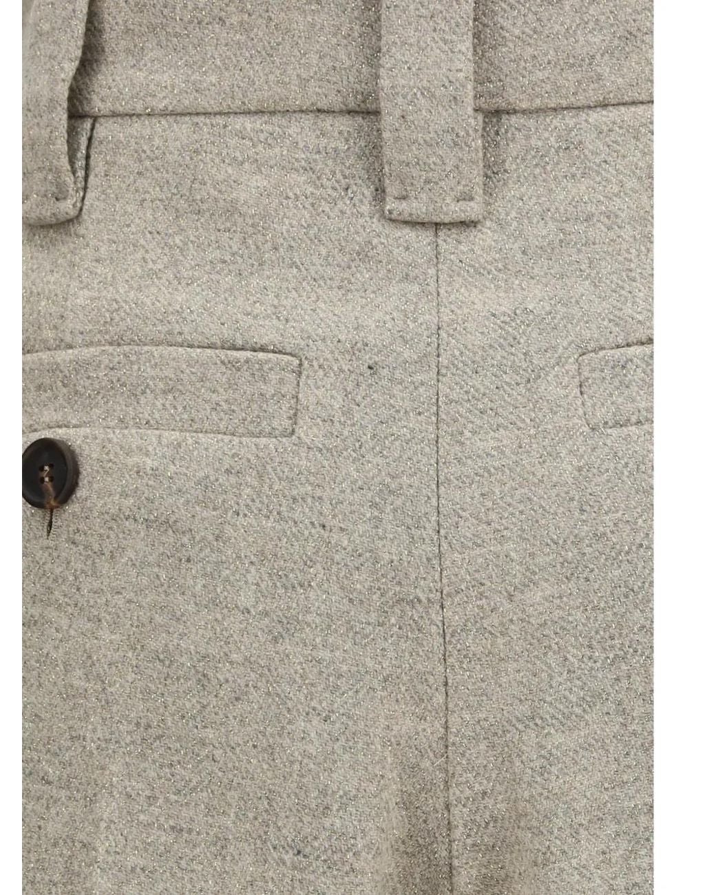 Brunello Cucinelli White Pleated Wide-Leg Trousers
