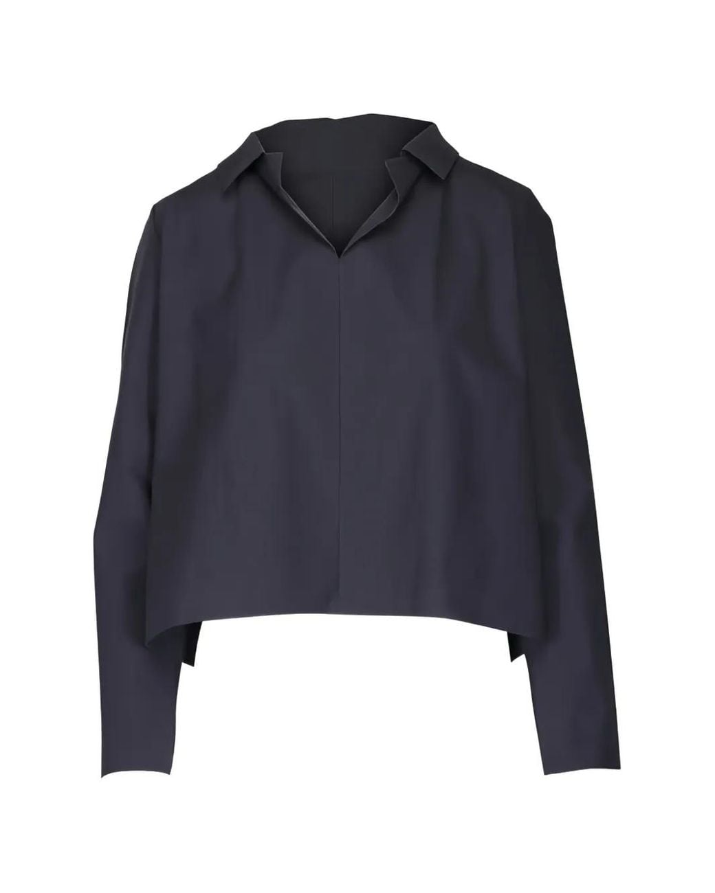 Peter Cohen Blue Cropped Long-Sleeve Blouse